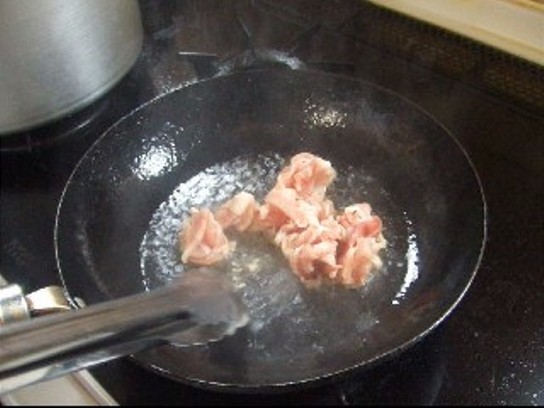 豆乳豚キムチパスタ調理工程画像