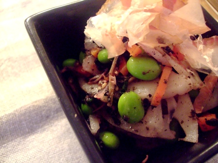 レンコンと枝豆のさっぱり梅シソしらすサラダ