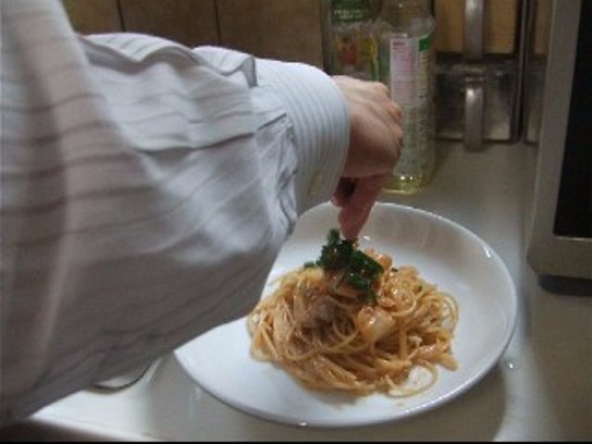 豆乳豚キムチパスタ調理工程画像