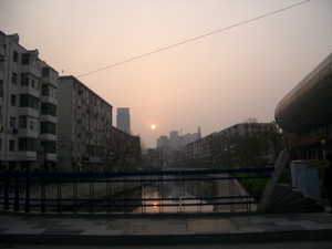 天津の夕日