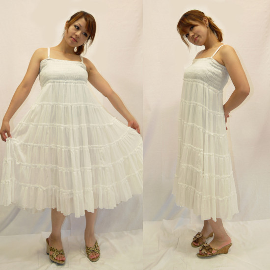 GLADNEWS【グラッドニュース】女の子らしさ満点♪コットン マキシ丈ワンピース(ロングワンピ 白い服