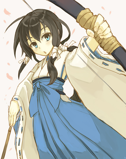 Safebooru 1girl Arrow Black Hair Blue Eyes Bow Weapon Chestnut