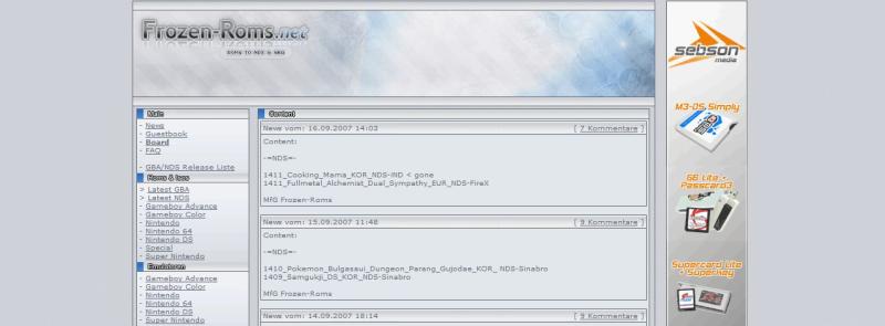 ROMダウンロードサイト　Frozen-Roms