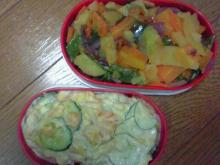 夏野菜のソテー&きゅうりたっぷりじゃがサラダ