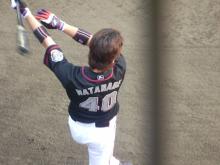 試合前素振り中1