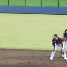 試合前守備練習
