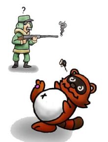気絶するタヌキ