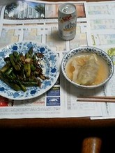 ロールキャベツとアスパラ炒め