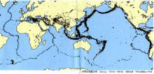 世界の地震分布（M4以上）