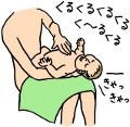 赤ちゃんの胸とおなかを洗う