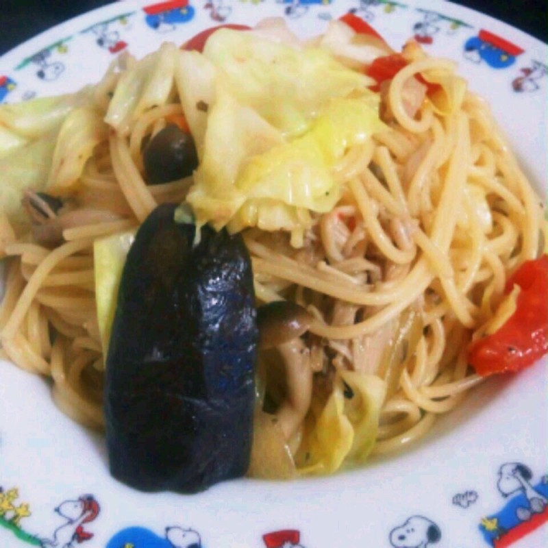野菜たっぷり和風オイルパスタ