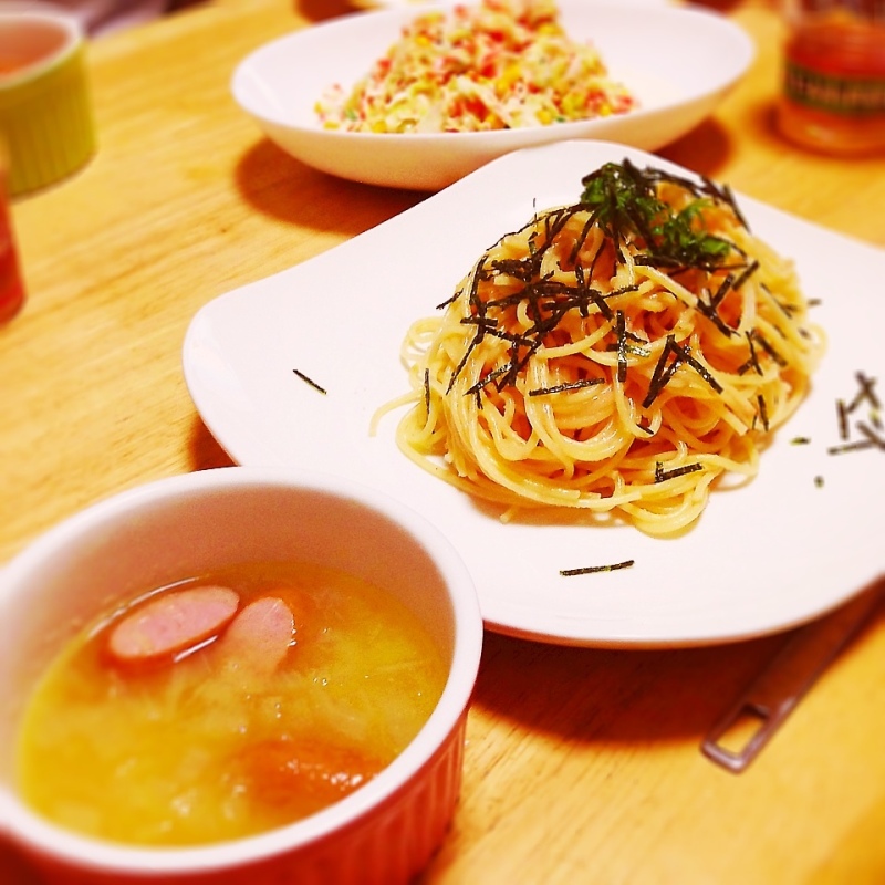 たらこスパゲティ(ﾉ´▽｀)ﾉ