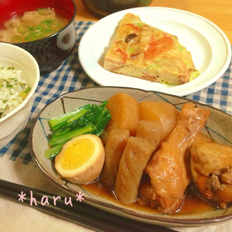 手羽元と大根の煮物の献立♪ Souls.