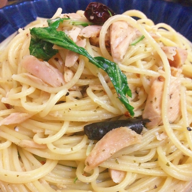 ツナと水菜のペペロンチーノ
